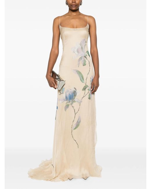 Ermanno Scervino White Floral-print Maxi Dress