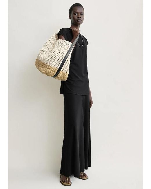 Totême White Belted Paper Raffia Tote