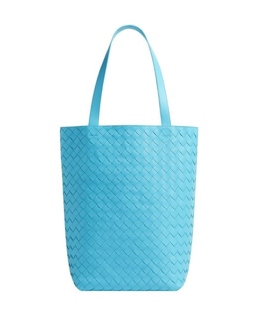 Bottega Veneta Blue Tote Bag In Soft Intrecciato Leather. for men