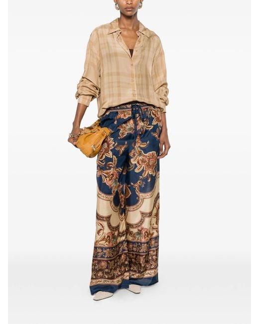 Zimmermann Blue Aster Floral-print Drawstring Trousers
