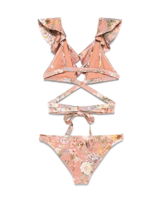 Zimmermann White Tallow Printed Bikini Set