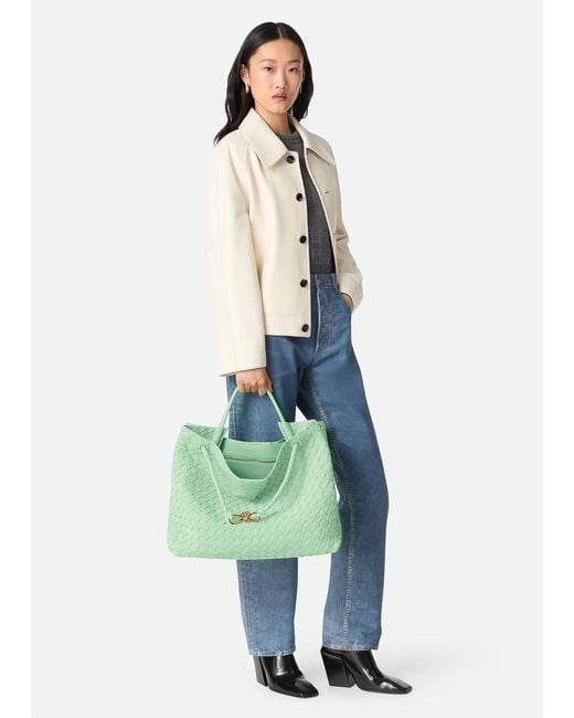 Bottega Veneta Green Large Andiamo Intrecciato Tote Bag