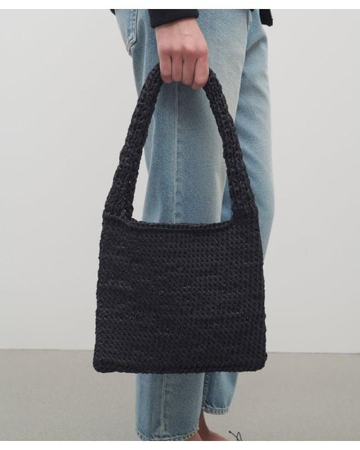 The Row Black Didion Shoulder Bag In Cotton