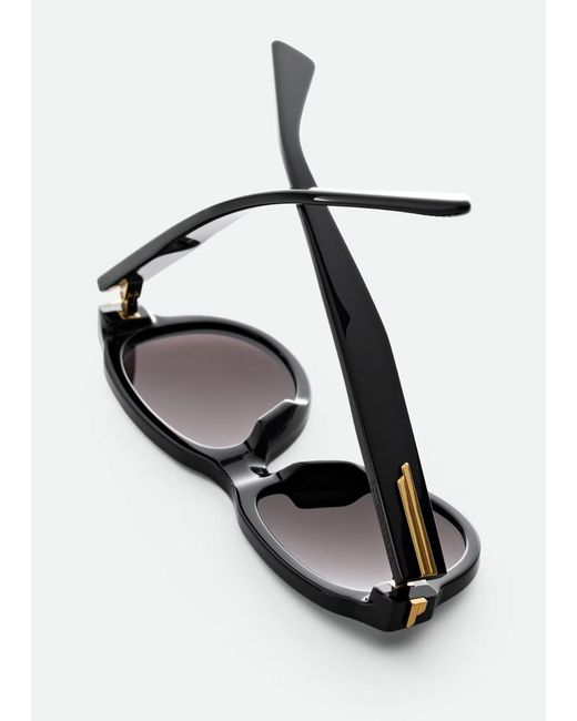 Bottega Veneta Black Classic Aviator Sunglasses