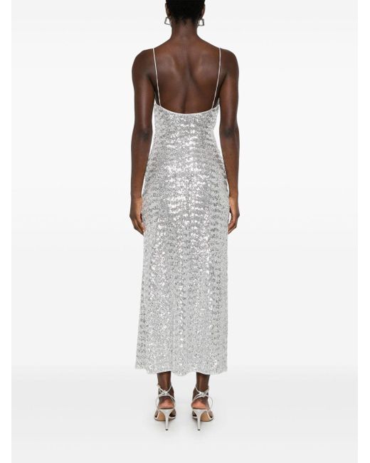 Oseree White Sparkling Sequin Long Dress For