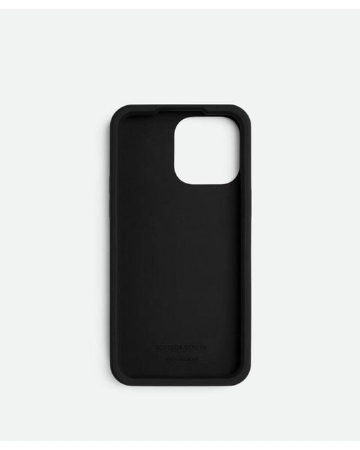 Bottega Veneta Black Intreccio Rubber Silicone Iphone 15 Pro Max Case for men