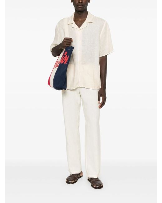 120% Lino White Linen Trousers for men
