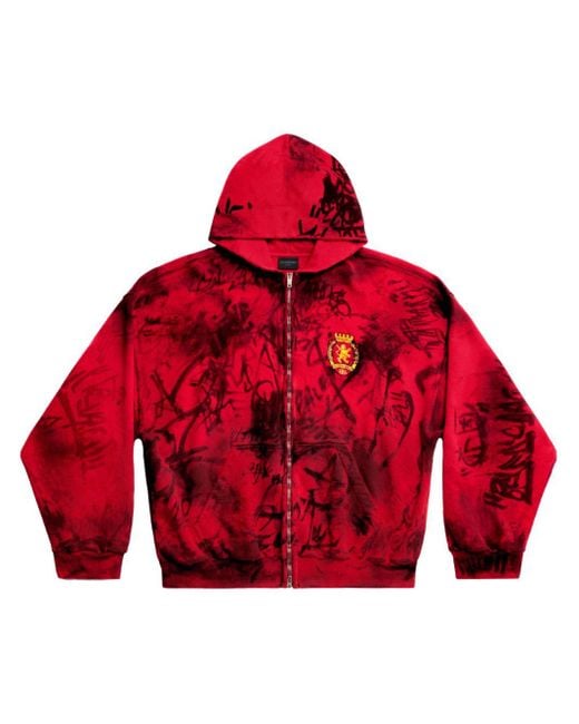 Balenciaga Red Skater Tie-dye Hoodie for men