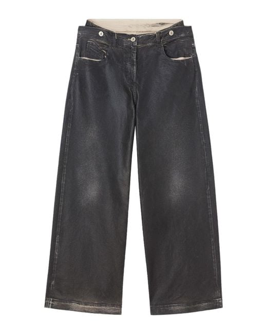 The Attico Double-waistband baggy Jeans in Gray | Lyst