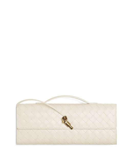 Bottega Veneta Natural Andiamo Leather Clutch Bag