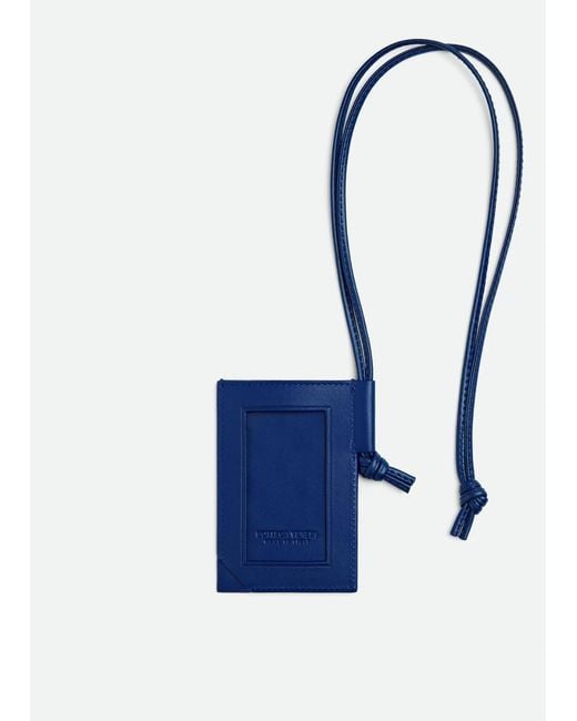Bottega Veneta Blue Intrecciato Stamp Badge Holder for men