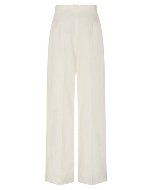 The Row White Antone Linen Tailored Trousers