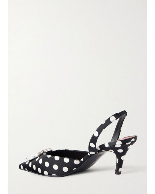 AMINA MUADDI White Camelia Sling 60 Black Polka Dot Satin