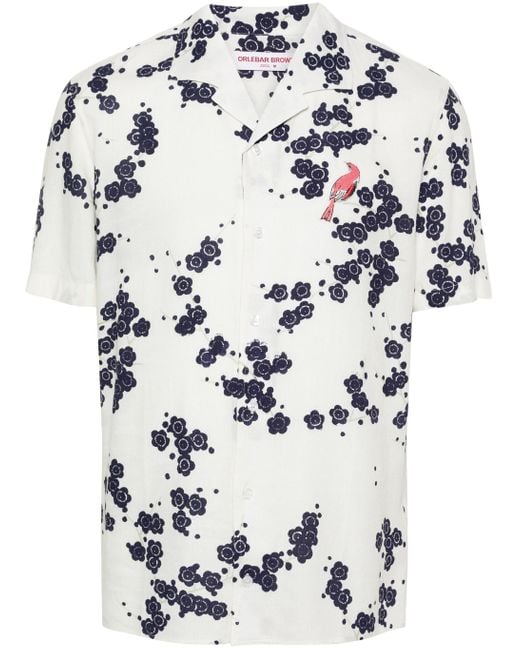 Orlebar Brown White Hibbert Floral-print Shirt for men
