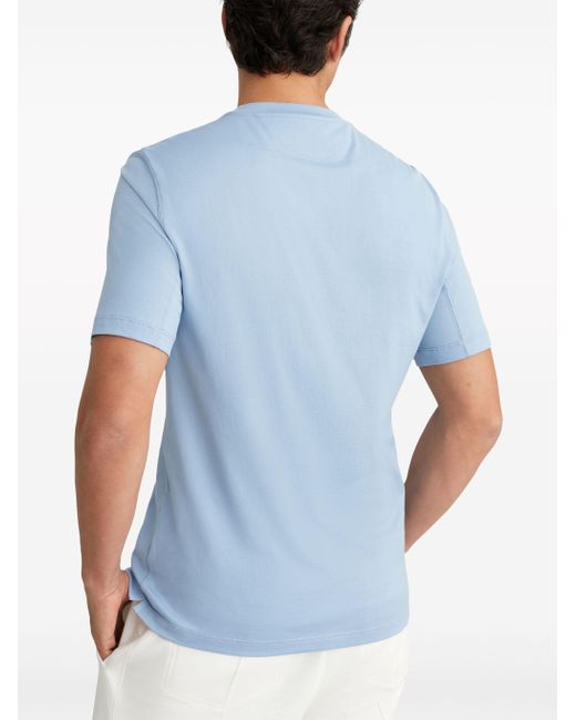 Brunello Cucinelli Blue Logo-print Cotton T-shirt for men