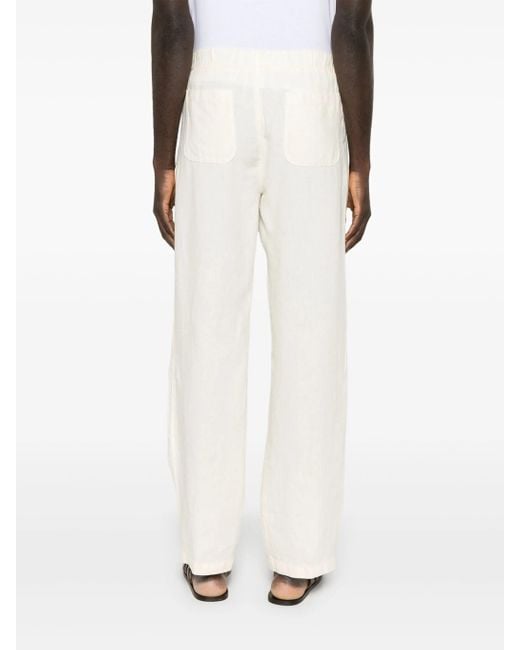 120% Lino White Linen Trousers for men