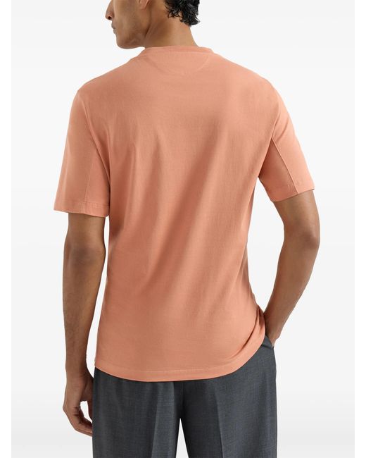 Brunello Cucinelli White Logo-detail Crew-neck T-shirt for men