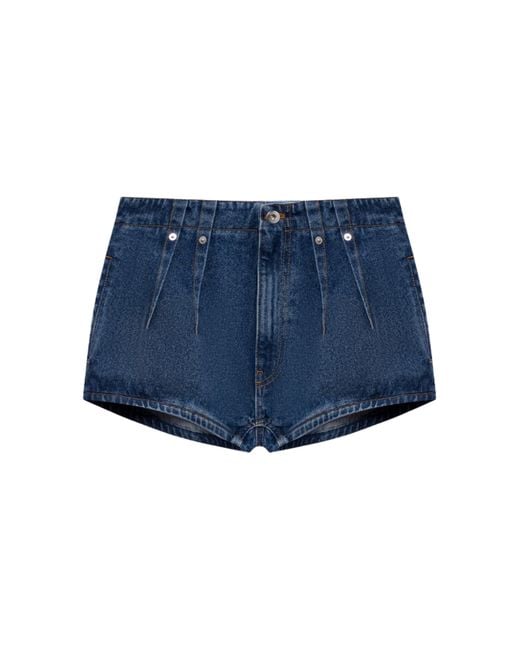 Mugler Blue Pleated Shorts