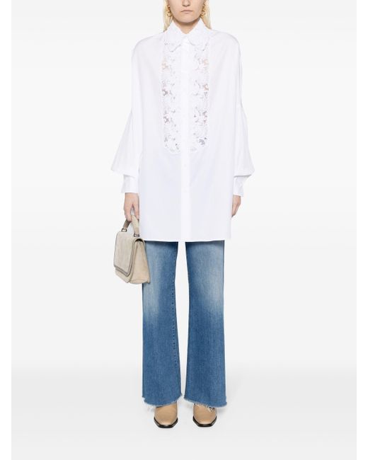 Ermanno Scervino White Floral-lace Cotton Shirt