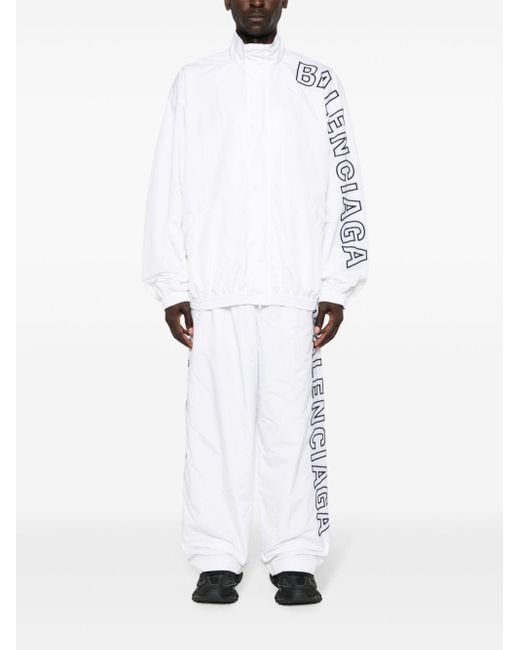 Balenciaga White Embroidered-Logo Track Pants for men