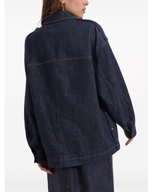 Brunello Cucinelli Contrast-stitching Denim Shirt in Blue | Lyst