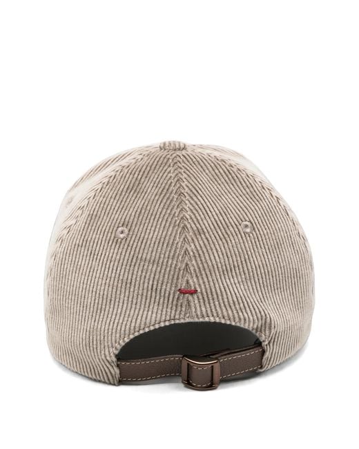 Brunello Cucinelli White Corduroy Logo-embroidered Baseball Cap for men