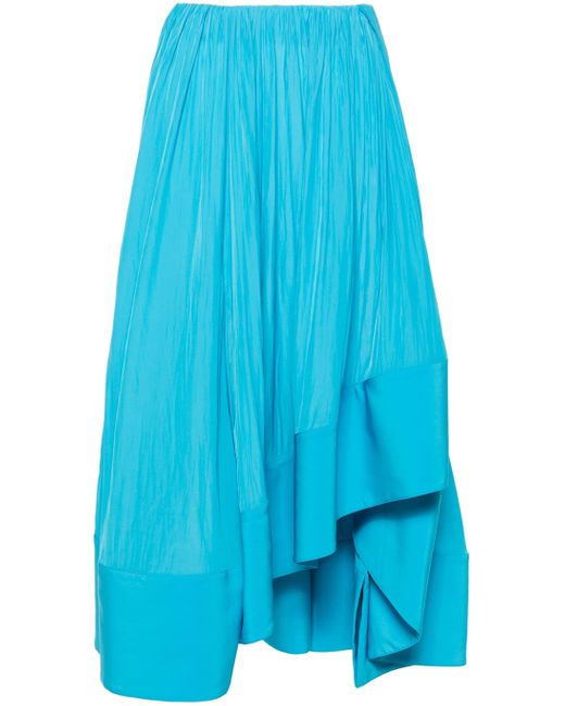 Lanvin Blue Asymmetric Charmeuse Maxi Skirt