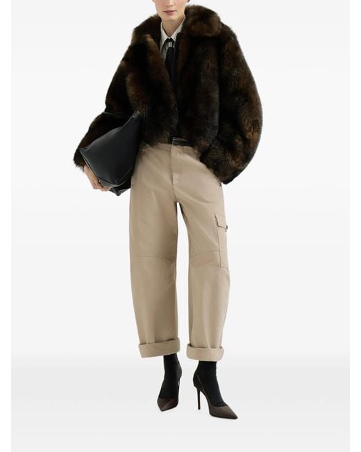 Brunello Cucinelli Natural Monili Barrel-leg Cargo Pants