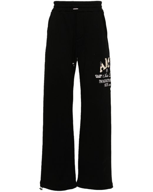 Amiri Black Logo-embroidered Wide-leg Track Pants for men