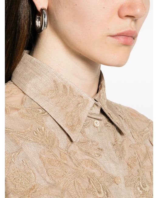 Ermanno Scervino Natural Embroidered Shirt
