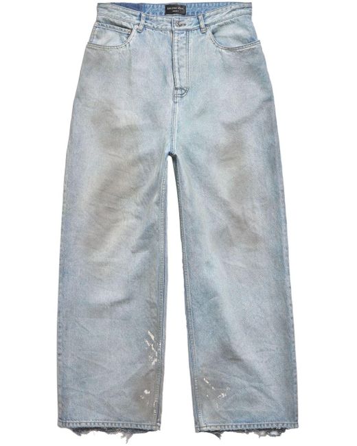 Balenciaga Blue Distressed Wide-leg Jeans for men