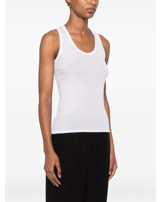 The Row White Cendrea Ribbed Racerback Tank Top