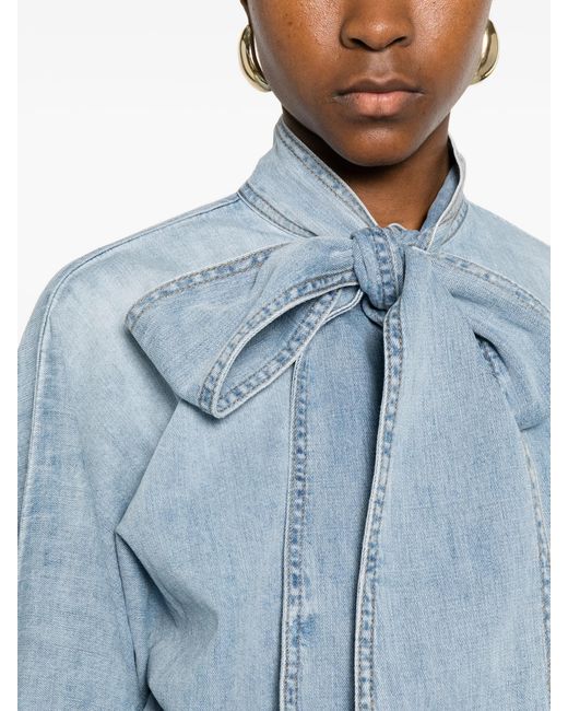 Zimmermann Blue Indra Tie-neck Blouse