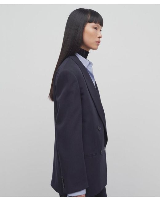 The Row Blue Sandon Jacket In Virgin Wool