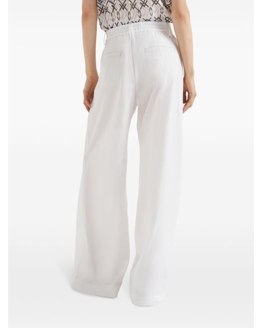 Brunello Cucinelli White Wide-leg Cotton Trousers