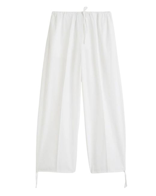 Totême Drawstring Cotton Trousers White