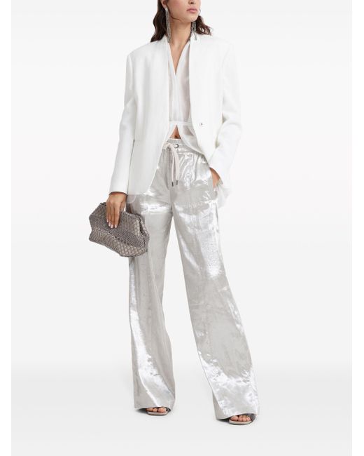 Brunello Cucinelli White Metallic Wide-leg Trousers