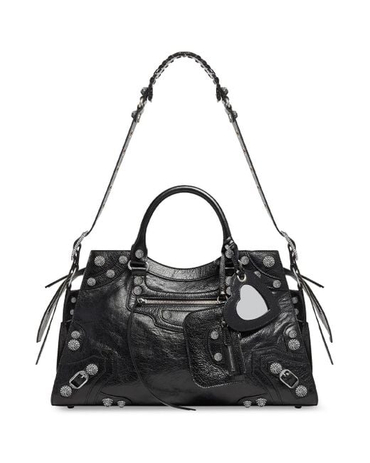 Balenciaga Neo Cagole City Handbag Black With Rhinestones | Lyst