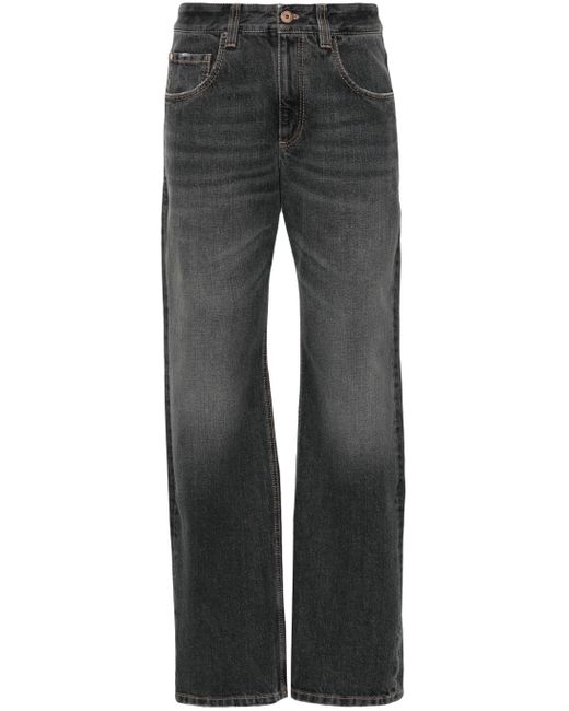 Brunello Cucinelli Gray Retro Vintage Straight-leg Jeans