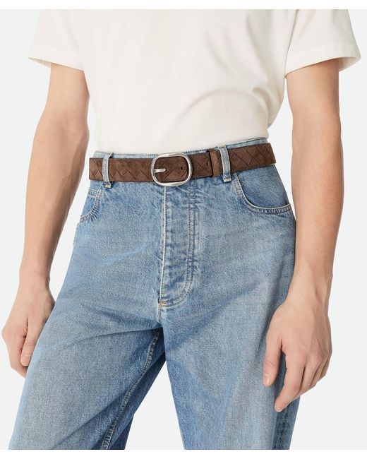 Bottega Veneta Black Intrecciato Belt for men