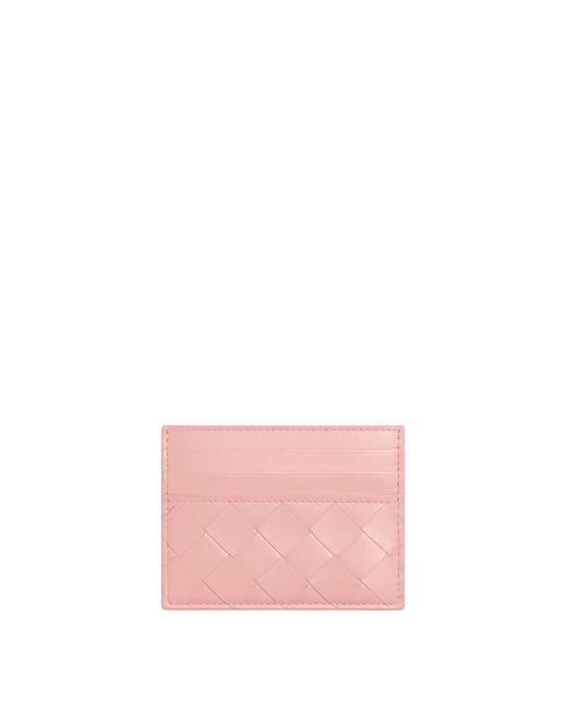 Bottega Veneta Pink Intrecciato Leather Card Holder