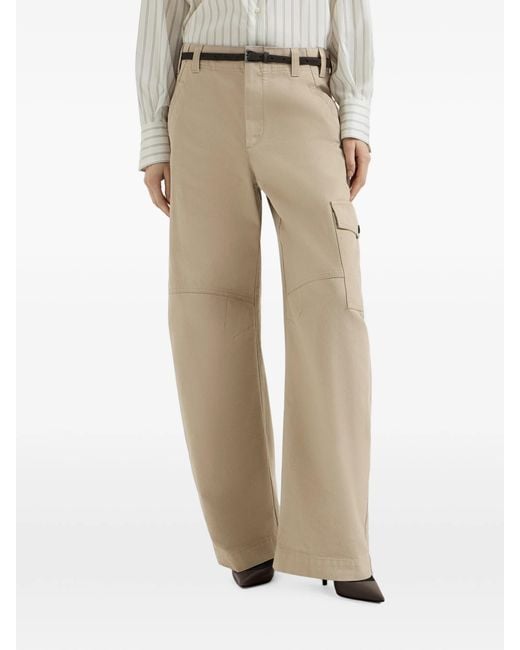 Brunello Cucinelli Natural Monili Barrel-leg Cargo Pants