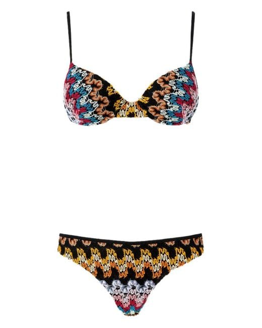 Missoni Multicolor Zigzag-knit Bikini Set
