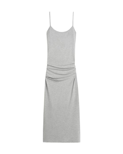 Totême Gray Draped Slip Dress Pale Grey Mèlange