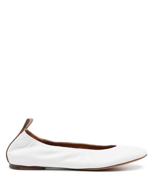 Lanvin White Leather Ballerina Shoes