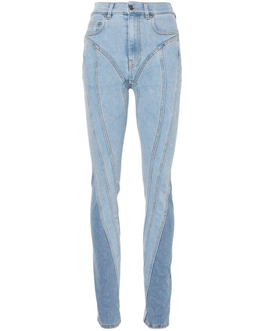 Mugler Blue Spiral High-rise Skinny Jeans