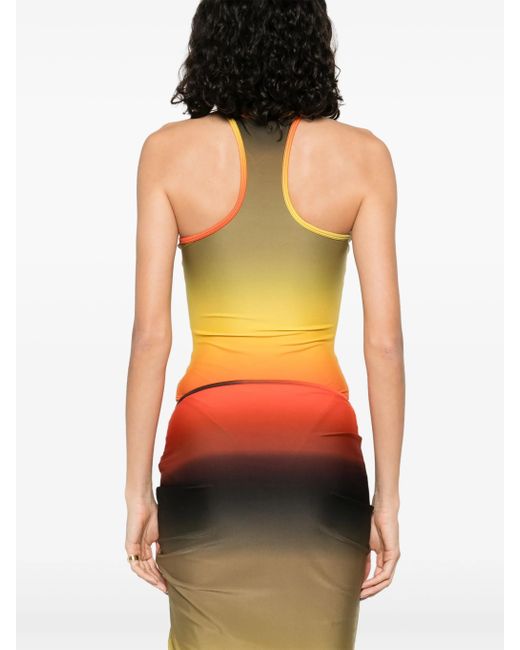 The Attico Yellow Ombrè-effect Swim Suit