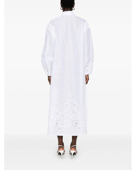 Ermanno Scervino White Lace-detail Shirt Dress