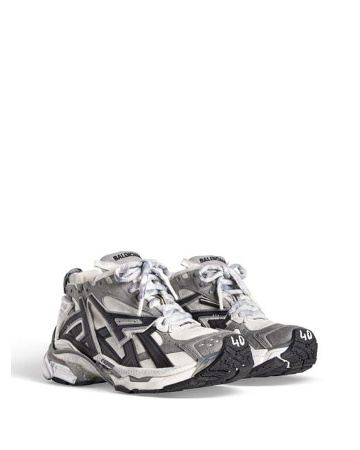 Balenciaga White Runner Panelled Sneakers for men