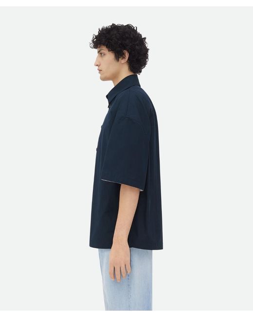 Bottega Veneta Blue Short-sleeve Cotton Shirt for men